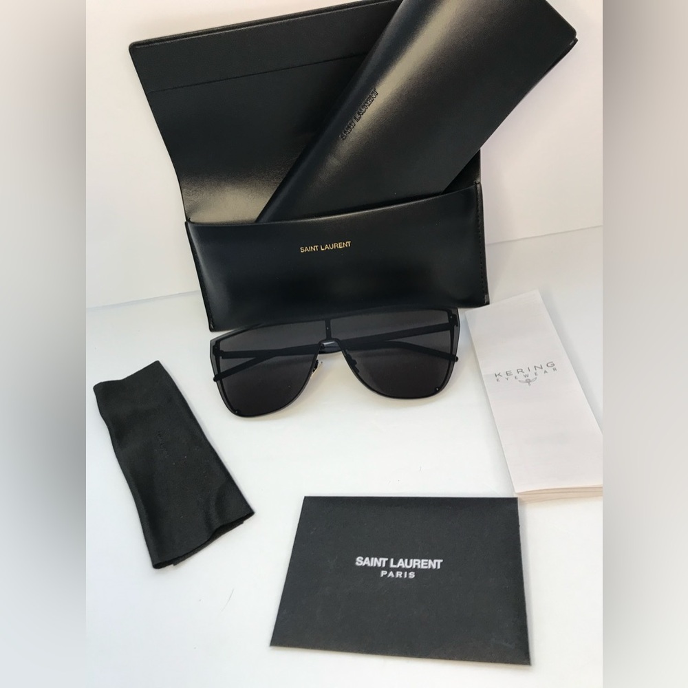 💯 - New Authentic Saint Laurent New Wave SL 1-B MASK Sunglasses Black - … - Picture 6 of 16